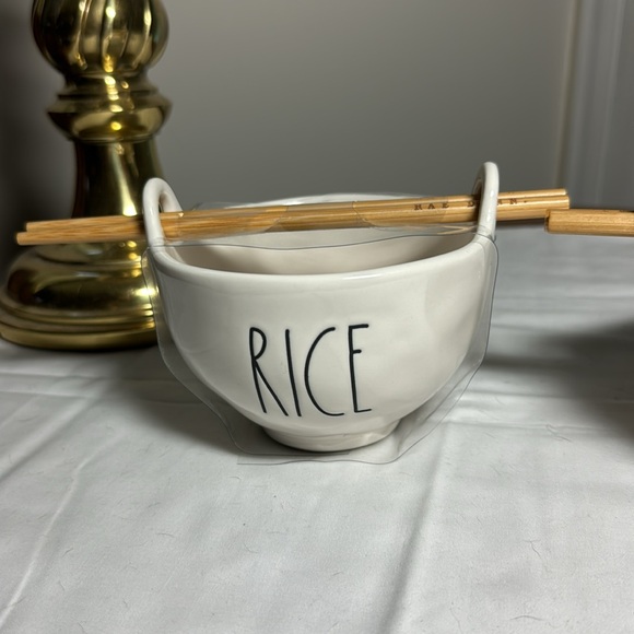 Rae Dunn Miso and Rice bowls with wooden chopsticks - Picture 3 of 5